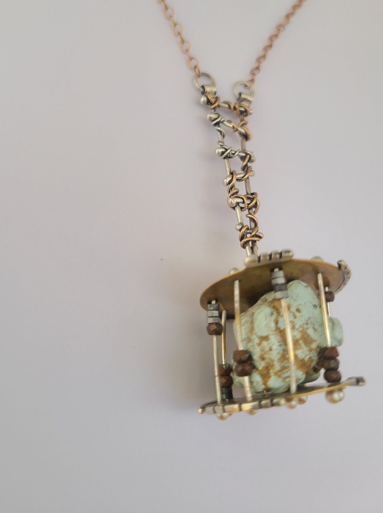 Stone Cage Ladder Necklace